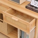 Κονσόλα Alenda pakoworld ξύλο πεύκου-rattan σε φυσική απόχρωση 100x30x76εκ c547226
