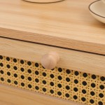 Κομοδίνο Scandy pakoworld ξύλο πεύκου-rattan σε φυσική απόχρωση 48x36x55εκ c547227