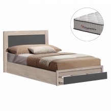 ΚΡΕΒΑΤΙ ΜΕ ΣΥΡΤΑΡΙ ΣΤΡΩΜΑ MELANY HM10756 04 ΜΕΛΑΜΙΝΗ SONAMA ΓΚΡΙ--ΓΙΑ 90x190εκ c547312