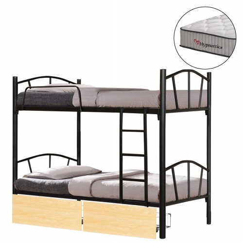 ΚΟΥΚΕΤΑ ΜΕ 2 ΣΥΡΤΑΡΙΑ SONAMA ΣΤΡΩΜΑΤΑ 90X190εκ FLOOR HM10749 04 ΜΕΤΑΛΛΟ ΜΑΥΡΟ c547317