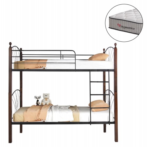 ΚΟΥΚΕΤΑ ΜΕ ΣΤΡΩΜΑΤΑ STOREY HM10749 10 ΜΕΤΑΛΛΟ ΞΥΛΟ RUBBERWOOD--ΣΤΡΩΜΑΤΑ 90x190εκ c547321
