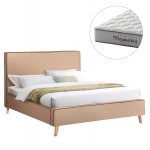 ΚΡΕΒΑΤΙ ΔΙΠΛΟ ΜΕ ΣΤΡΩΜΑ INDRA HM10769 02 ΜΠΕΖ ΥΦΑΣΜΑ--ΓΙΑ ΣΤΡΩΜΑ 160x200εκ c547386