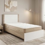 Κρεβάτι με στρώμα Athos Sleepy pakoworld sonoma λευκό 90x190εκ c547434
