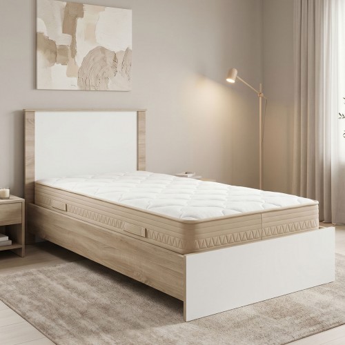 Κρεβάτι με στρώμα Athos Sleepy pakoworld sonoma λευκό 90x190εκ c547434