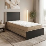 Κρεβάτι με στρώμα Athos Sleepy pakoworld sonoma ανθρακί 90x190εκ c547438