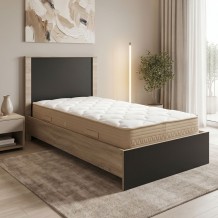 Κρεβάτι με στρώμα Athos Sleepy pakoworld sonoma ανθρακί 90x190εκ c547438