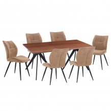 ΣΕΤ ΤΡΑΠΕΖΑΡΙΑΣ 7ΤΜΧ GAFF HM10935 03 MDF TOP ΚΑΡΥΔΙ--ΥΦΑΣΜΑ TAUPE ΜΕΤΑΛΛΟ ΜΑΥΡΟ c547446