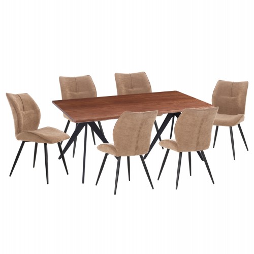 ΣΕΤ ΤΡΑΠΕΖΑΡΙΑΣ 7ΤΜΧ GAFF HM10935 03 MDF TOP ΚΑΡΥΔΙ--ΥΦΑΣΜΑ TAUPE ΜΕΤΑΛΛΟ ΜΑΥΡΟ c547446