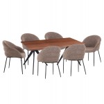 ΣΕΤ ΤΡΑΠΕΖΑΡΙΑΣ 7ΤΜΧ DRENNY HM10936 03 MDF TOP ΚΑΡΥΔΙ--ΥΦΑΣΜΑ TAUPE ΜΕΤΑΛΛΟ ΜΑΥΡΟ c547447