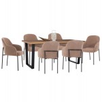 ΣΕΤ ΤΡΑΠΕΖΑΡΙΑΣ 7ΤΜΧ MANIDO HM10949 03 MDF TOP--ΥΦΑΣΜΑ TAUPE ΜΕΤΑΛΛΟ ΜΑΥΡΟ c547448