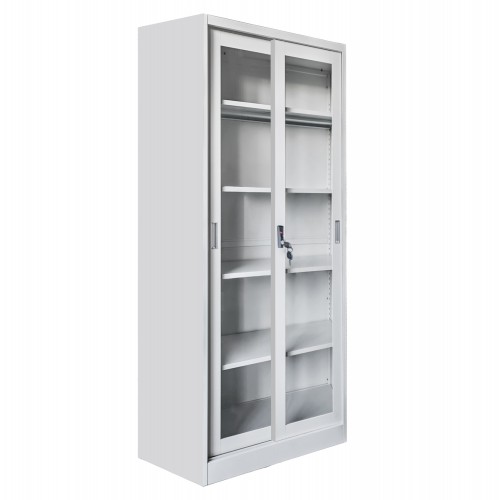 ΒΙΒΛΙΟΘΗΚΗ ΜΕ ΣΥΡΟΜΕΝΕΣ ΠΟΡΤΕΣ SLINGER HM6632 02 ΜΕΤΑΛΛΙΚΗ ΛΕΥΚΗ 90x40x185Υεκ c547449