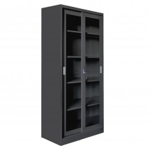 ΒΙΒΛΙΟΘΗΚΗ ΜΕ ΣΥΡΟΜΕΝΕΣ ΠΟΡΤΕΣ SLINGER HM6632 01 ΜΕΤΑΛΛΙΚΗ ΜΑΥΡΗ 90x40x185Υεκ c547450