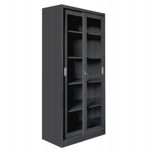 ΒΙΒΛΙΟΘΗΚΗ ΜΕ ΣΥΡΟΜΕΝΕΣ ΠΟΡΤΕΣ SLINGER HM6632 01 ΜΕΤΑΛΛΙΚΗ ΜΑΥΡΗ 90x40x185Υεκ c547450