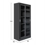 ΒΙΒΛΙΟΘΗΚΗ ΜΕ ΣΥΡΟΜΕΝΕΣ ΠΟΡΤΕΣ SLINGER HM6632 01 ΜΕΤΑΛΛΙΚΗ ΜΑΥΡΗ 90x40x185Υεκ c547450