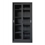 ΒΙΒΛΙΟΘΗΚΗ ΜΕ ΣΥΡΟΜΕΝΕΣ ΠΟΡΤΕΣ SLINGER HM6632 01 ΜΕΤΑΛΛΙΚΗ ΜΑΥΡΗ 90x40x185Υεκ c547450