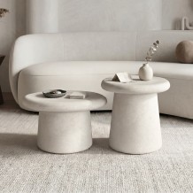 Τραπέζια σαλονιού Herona pakoworld σετ 2τεμ λευκό c547591