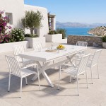 Τραπεζαρία Dagyn Vista pakoworld σετ 7τεμ λευκό αλουμίνιο 180-240x90x76εκ c547597
