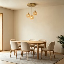 Φωτιστικό οροφής τρίφωτο Denma pakoworld E27 χρυσό μεταλλικό με PP Φ40x120εκ c547598