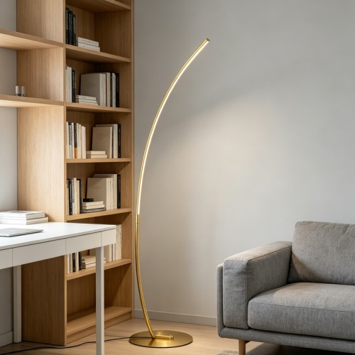 Φωτιστικό δαπέδου Archer pakoworld led χρυσό μεταλλικό 70x28x165εκ c547606