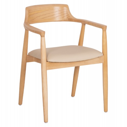 ΠΟΛΥΘΡΟΝΑ ΤΡΑΠΕΖΑΡΙΑΣ TARGA HM18336 11 RUBBERWOOD ΦΥΣΙΚΟ PU ΕΚΡΟΥ 58x54x78Yεκ SET 2τμχ c547619