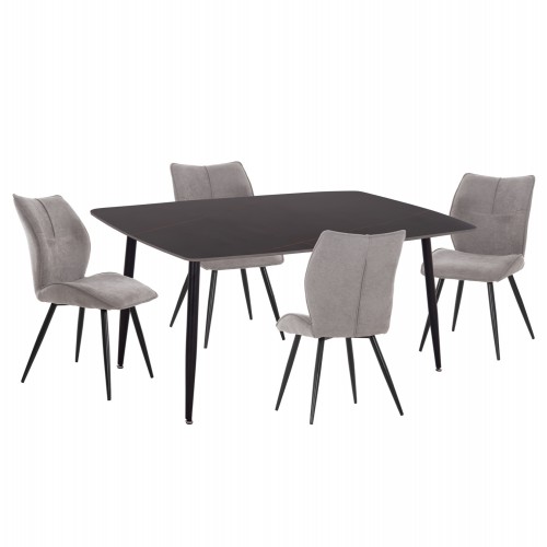 ΣΕΤ ΤΡΑΠΕΖΑΡΙΑΣ 5ΤΜΧ GAFF HM10939 01 ΚΕΡΑΜΙΚΟ TOP--ΥΦΑΣΜΑ ΓΚΡΙ ΜΕΤΑΛ ΠΟΔΙΑ ΜΑΥΡΑ c547620