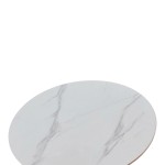 Tραπέζι Balou pakoworld sintered stone σε λευκή απόχρωση με όψη μαρμάρου-βάση λευκό μέταλλο Φ120x73εκ c547785