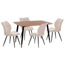 ΣΕΤ ΤΡΑΠΕΖΑΡΙΑΣ 5ΤΜΧ GAFF HM10847 02 MDF TOP ΦΥΣΙΚΟ--ΥΦΑΣΜΑ ΜΠΕΖ ΜΕΤΑΛΛΟ ΜΑΥΡΟ c547871