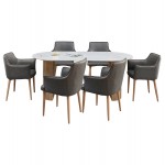 ΣΕΤ ΤΡΑΠΕΖΑΡΙΑΣ 7ΤΜΧ MELLOW HM21360 ΚΕΡΑΜΙΚΟ TOP MDF ΠΟΔΙΑ--PU ΓΚΡΙ ΜΕΤΑΛ ΠΟΔΙΑ c547984