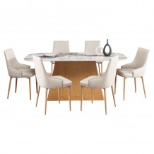 ΣΕΤ ΤΡΑΠΕΖΑΡΙΑΣ 7ΤΜΧ NORDU HM21359 ΚΕΡΑΜΙΚΟ TOP MDF ΒΑΣΗ--PU ΚΡΕΜ ΜΕΤΑΛ ΠΟΔΙΑ c547985