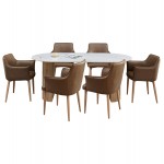 ΣΕΤ ΤΡΑΠΕΖΑΡΙΑΣ 7ΤΜΧ MELLOW HM21361 ΚΕΡΑΜΙΚΟ TOP MDF ΠΟΔΙΑ--PU ΚΑΦΕ ΜΕΤΑΛ ΠΟΔΙΑ c547991