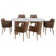 ΣΕΤ ΤΡΑΠΕΖΑΡΙΑΣ 7ΤΜΧ MELLOW HM21361 ΚΕΡΑΜΙΚΟ TOP MDF ΠΟΔΙΑ--PU ΚΑΦΕ ΜΕΤΑΛ ΠΟΔΙΑ c547991