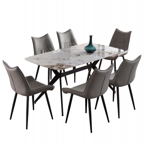 ΣΕΤ ΤΡΑΠΕΖΑΡΙΑΣ 7ΤΜΧ AIKA HM21364 ΚΕΡΑΜΙΚΟ TOP ΜΕΤΑΛ ΠΟΔΙΑ--PU ΓΚΡΙ ΜΕΤΑΛ ΠΟΔΙΑ c547995