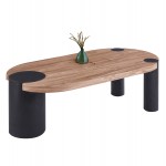 ΤΡΑΠΕΖΙ ΣΑΛΟΝΙΟΥ ΟΒΑΛ OVALON HM18433 05 MDF TOP ΚΑΡΥΔΙ-MDF ΠΟΔΙΑ ΜΑΥΡΑ 120x60x40Υεκ c547999