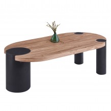 ΤΡΑΠΕΖΙ ΣΑΛΟΝΙΟΥ ΟΒΑΛ OVALON HM18433 05 MDF TOP ΚΑΡΥΔΙ-MDF ΠΟΔΙΑ ΜΑΥΡΑ 120x60x40Υεκ c547999