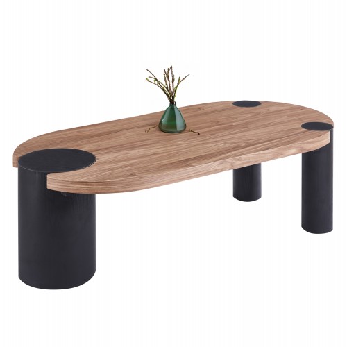 ΤΡΑΠΕΖΙ ΣΑΛΟΝΙΟΥ ΟΒΑΛ OVALON HM18433 05 MDF TOP ΚΑΡΥΔΙ-MDF ΠΟΔΙΑ ΜΑΥΡΑ 120x60x40Υεκ c547999
