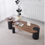 ΤΡΑΠΕΖΙ ΣΑΛΟΝΙΟΥ ΟΒΑΛ OVALON HM18433 05 MDF TOP ΚΑΡΥΔΙ-MDF ΠΟΔΙΑ ΜΑΥΡΑ 120x60x40Υεκ c547999
