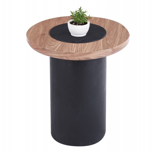 ΤΡΑΠΕΖΑΚΙ ΣΤΡΟΓΓΥΛΟ ΒΟΗΘΗΤΙKΟ OVALON HM18434 05 MDF TOP ΚΑΡΥΔΙ ΒΑΣΗ ΜΑΥΡΗ Φ45x50Υεκ c548000