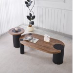 ΤΡΑΠΕΖΑΚΙ ΣΤΡΟΓΓΥΛΟ ΒΟΗΘΗΤΙKΟ OVALON HM18434 05 MDF TOP ΚΑΡΥΔΙ ΒΑΣΗ ΜΑΥΡΗ Φ45x50Υεκ c548000