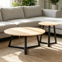 Βοηθητικό τραπέζι Berton pakoworld cappuccino με μαύρο μέταλλο Φ45x52εκ c548113