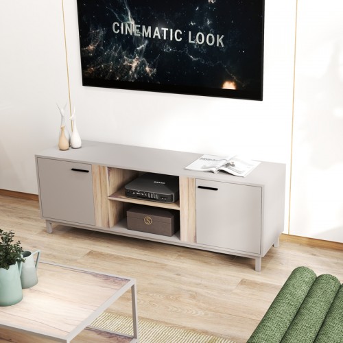 Έπιπλο τηλεόρασης Polenio pakoworld cappuccino με φυσικό 150x40x53εκ c548114