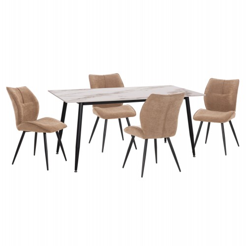 ΣΕΤ ΤΡΑΠΕΖΑΡΙΑΣ 5ΤΜΧ GAFF HM10953 03 ΚΕΡΑΜΙΚΟ TOP--ΥΦΑΣΜΑ TAUPE ΜΕΤΑΛ ΠΟΔΙΑ ΜΑΥΡΑ c548126