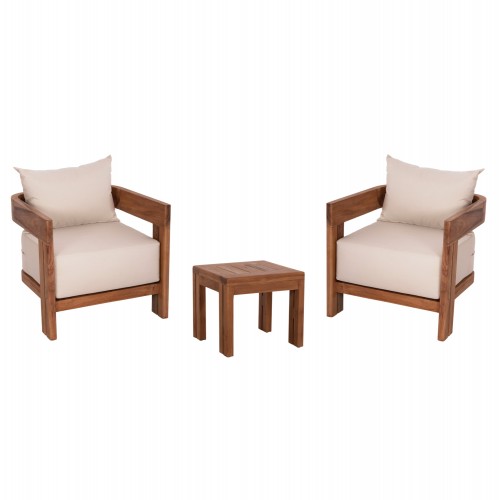LOUNGE ΣΕΤ KIOTO HM10960 ΤΡΑΠΕΖΑΚΙ 2 ΠΟΛΥΘΡΟΝΕΣ--ΞΥΛΟ TEAK--ΜΠΕΖ ΜΑΞΙΛΑΡΙΑ c548132