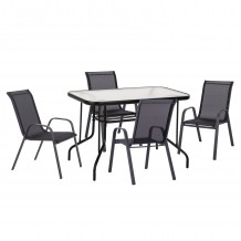 ΣΕΤ ΤΡΑΠΕΖΑΡΙΑΣ 5ΤΜΧ ADAM HM10897 03 ΤΡΑΠΕΖΙ 110x60εκ 4 ΠΟΛΥΘΡΟΝΕΣ--ΜΑΥΡΟ c548137