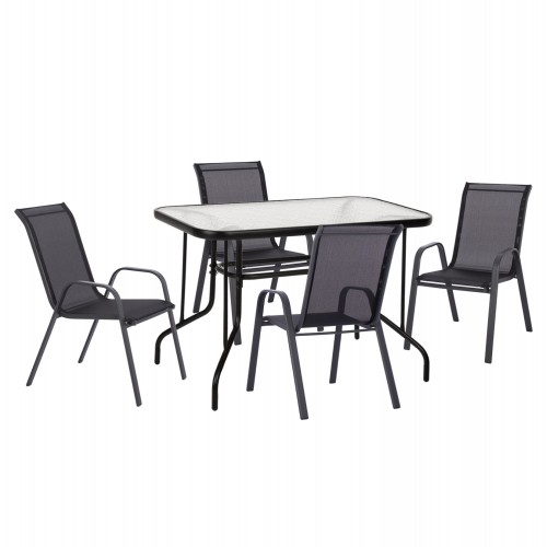 ΣΕΤ ΤΡΑΠΕΖΑΡΙΑΣ 5ΤΜΧ ADAM HM10897 03 ΤΡΑΠΕΖΙ 110x60εκ 4 ΠΟΛΥΘΡΟΝΕΣ--ΜΑΥΡΟ c548137