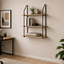 Ραφιέρα τοίχου Fema pakoworld oak με μαύρο μέταλλο 60x20x80εκ c548309