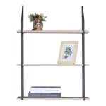 Ραφιέρα τοίχου Fema pakoworld oak με μαύρο μέταλλο 60x20x80εκ c548309