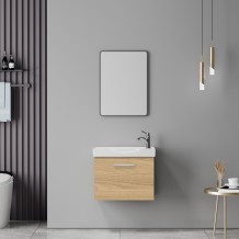Πάγκος με νιπτήρα και καθρέπτη Renza pakoworld oak c548318