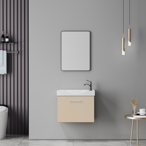 Πάγκος με νιπτήρα και καθρέπτη Renza pakoworld cappuccino c548319