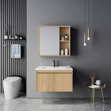 Πάγκος με νιπτήρα και καθρέπτη Sinkea pakoworld oak c548324