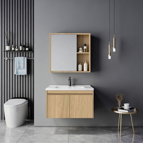 Πάγκος με νιπτήρα και καθρέπτη Sinkea pakoworld oak c548324